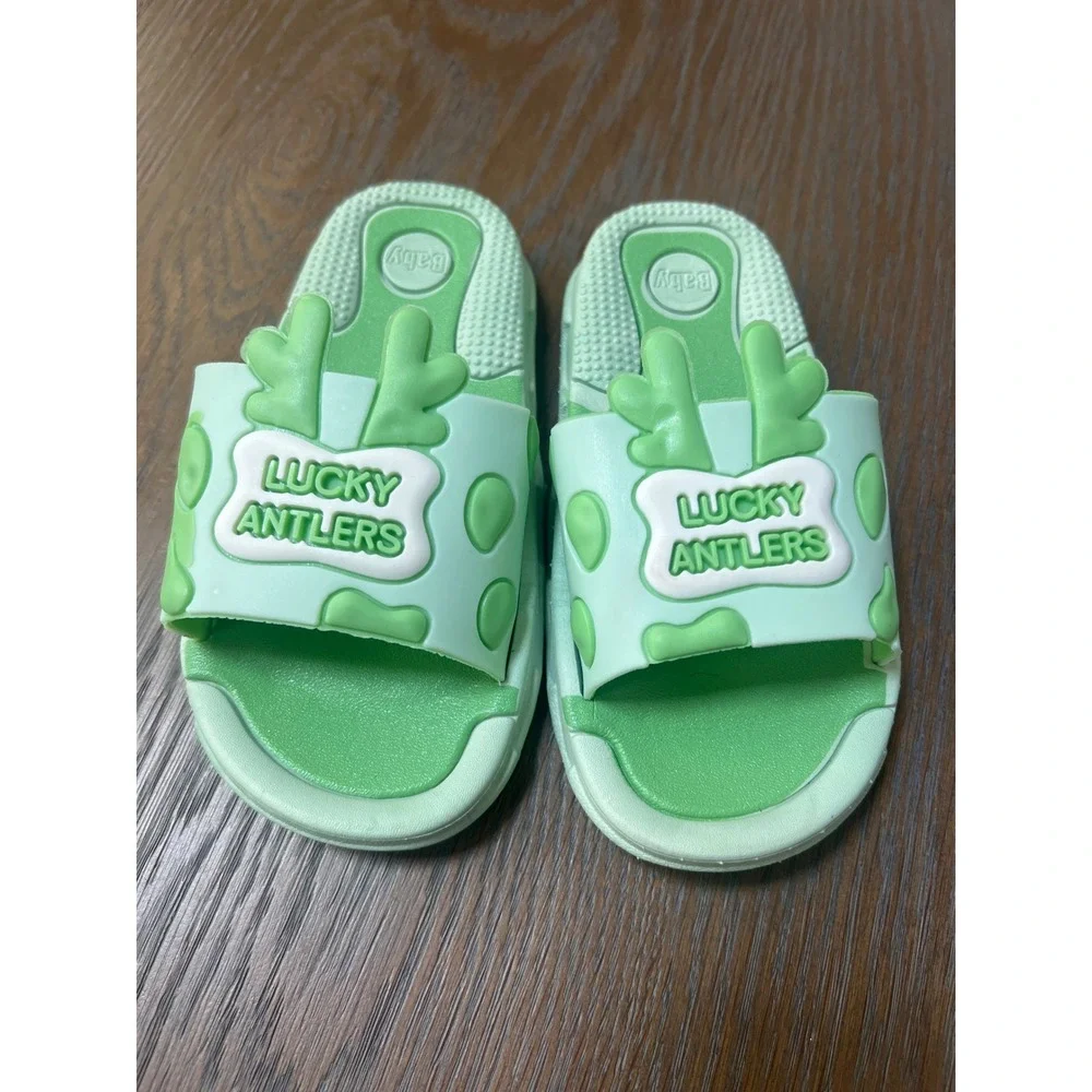 Lucky Antlers Mint Green Foam Slide Sandals Kids Size 26-27(2-3.5y/o)